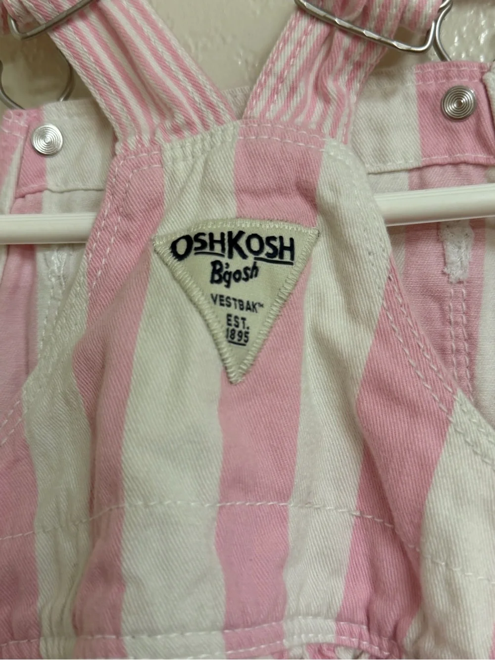 OshKosh B'gosh Pink and White Striped Overall Dress